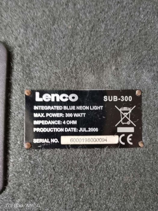 Продавам бас каса Lenco и основател  Thunder 4K