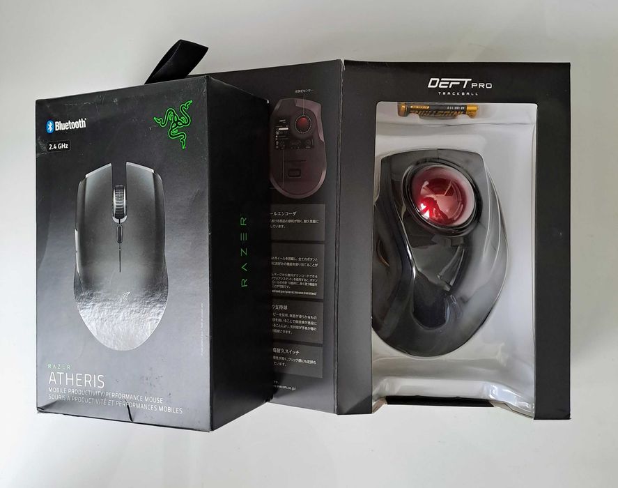 Mouse Wireless Bluetooth  "Razer Atheris" și "Elecom Deft ProTrackball"