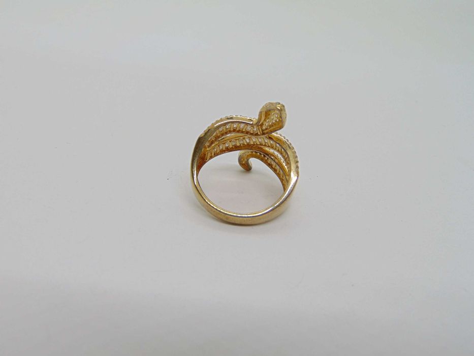 Inel sarpe din argint aurit si cubic zirconia