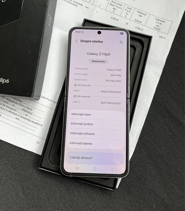 Samsung FLIP 6 256GB 12GB RAM Silver Garantie 09.11.2026