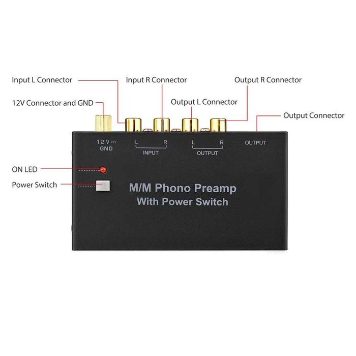 Preamplificator Phono M/M comutator alimentare,ultracompact pickup RCA