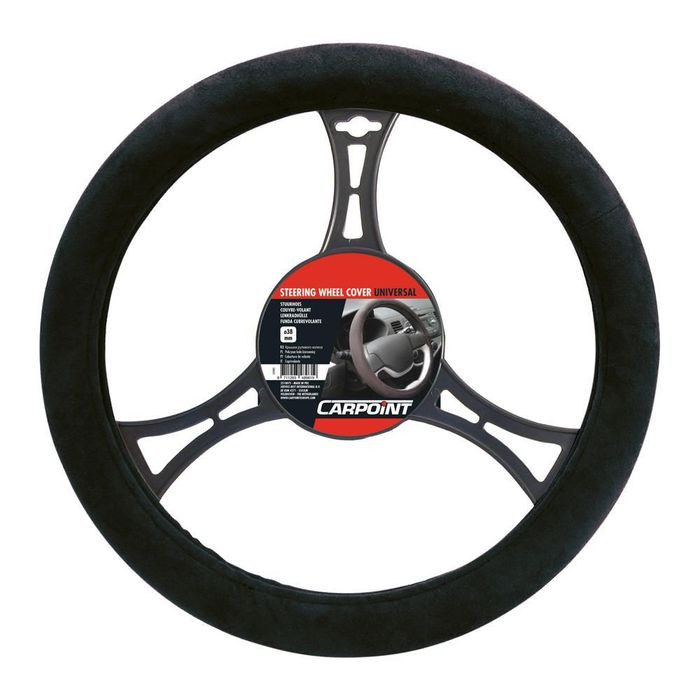 Husa volan Carpoint, material cauciucat aspect piele intoarsa, culoare negru, diametru 37-39cm