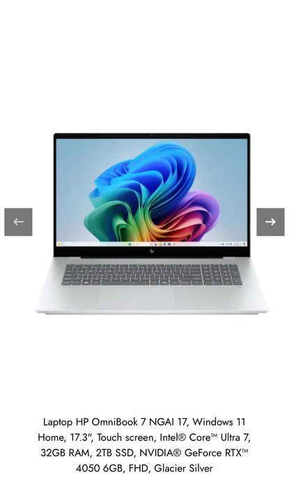 HP OmniBook 7, 17 inch, touchscreen, ultra 7,SIGILAT, RTX nvidia 4050