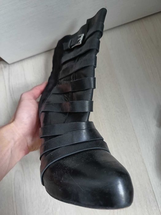 Ghete din Piele Sam Edelman Black Kendrix Leather Goth Rock Nr. 39