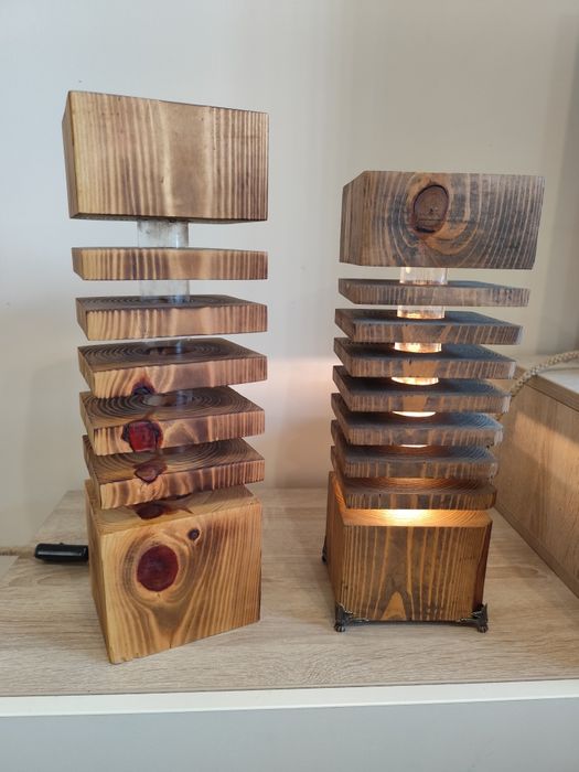 Дизайнерска дървена лампа – ръчна изработка, естествени материали