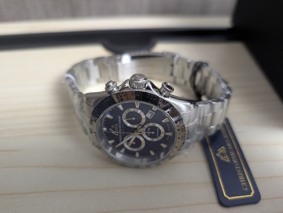 Christophe Duchamp Grand Mont Chronograph Argintiu Nou cu Garanție