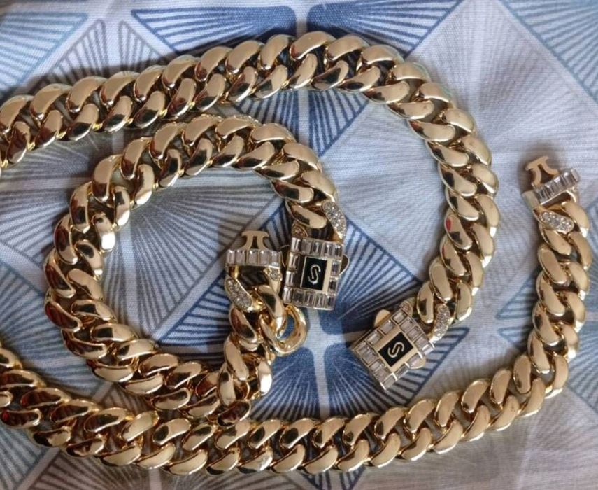Set cuban 12mm placat cu aur
