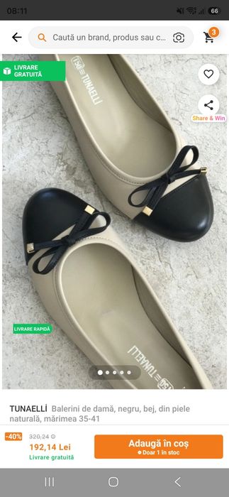 Balerini din piele naturală, mărimea 41