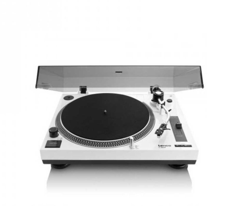 Pickup Lenco L3808, alb, doză Audiotechnica