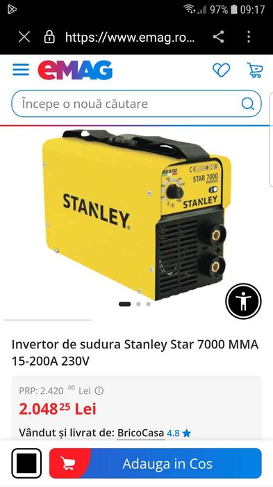 Vand urgent  inventor de sudura Stanley star 7000  MMA 15 - 200A  230V