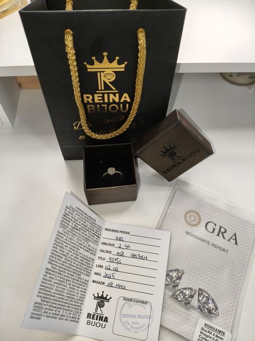 Inel Logodnă Aur Galben 14K (585) cu Moissanite Premium 2.0ct