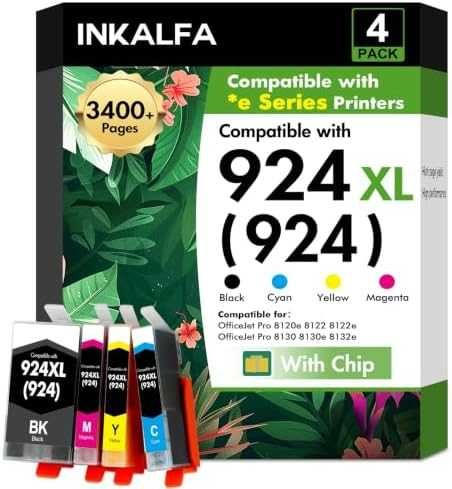 Нови HP 924XL мастилени касети 4 броя комплект с чип OfficeJet Pro 8120e 8130e тонер принтер печат