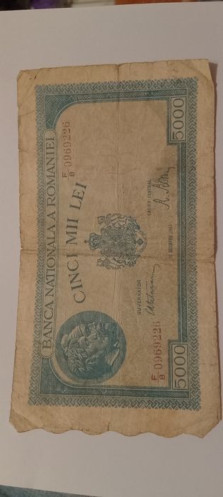 Bancnotă veche 5.000 Lei România 1945 – piesă de colecție
