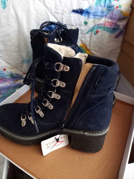 Vand ghete de piele intoarsa albastre nr 37 brat 24 cm, Tamaris