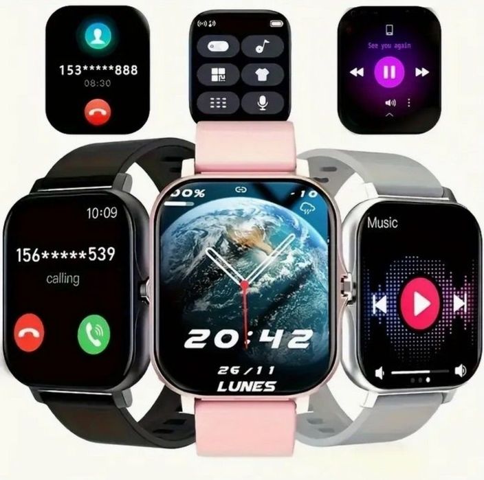 Ceas inteligent fitness unisex negru si alb model 2025 NOU