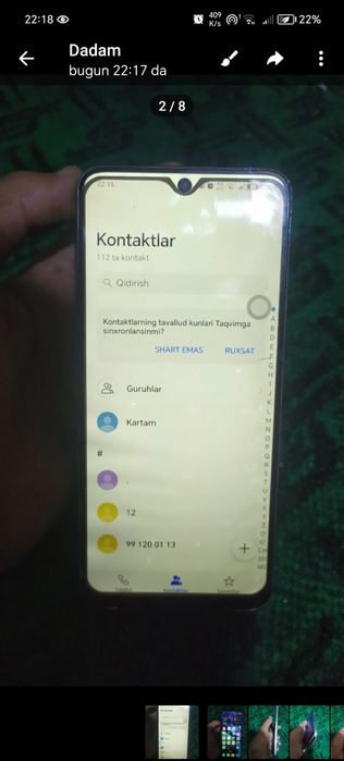 Honor x8 xotira 128gb turbo 6+2 ram