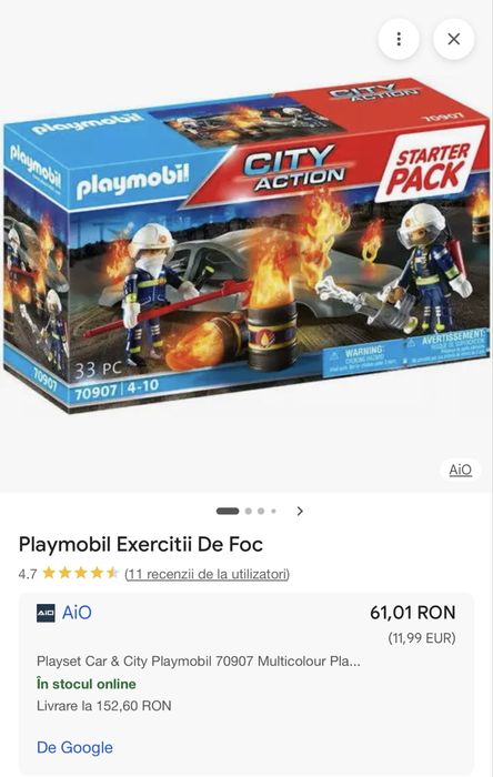Play mobile city action pompieri