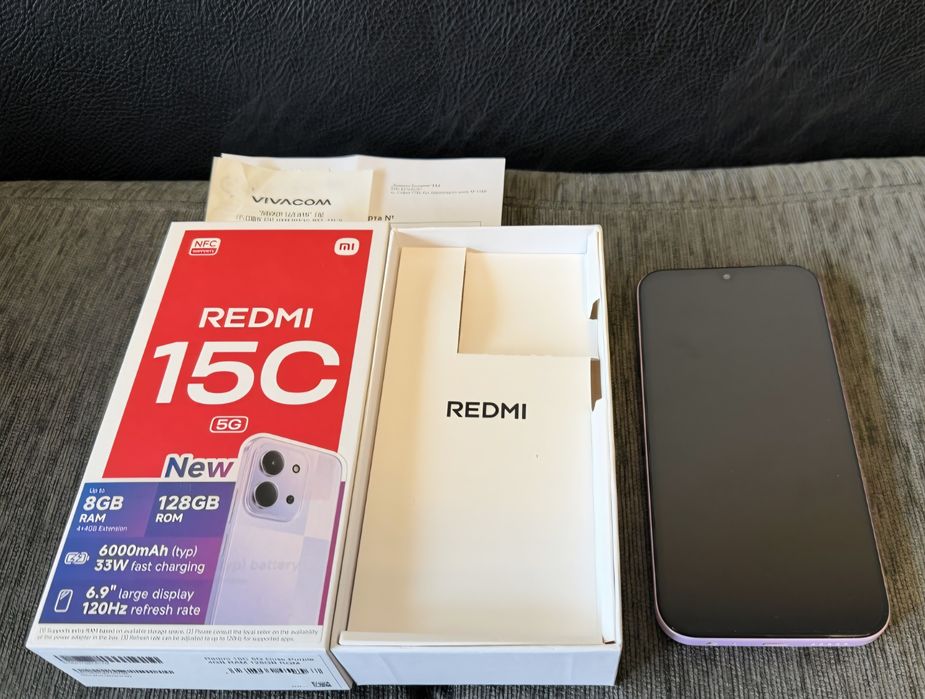 КАТО НОВ 128GB Xiaomi Redmi 15C Гаранция Vivacom 2028 г. Purple