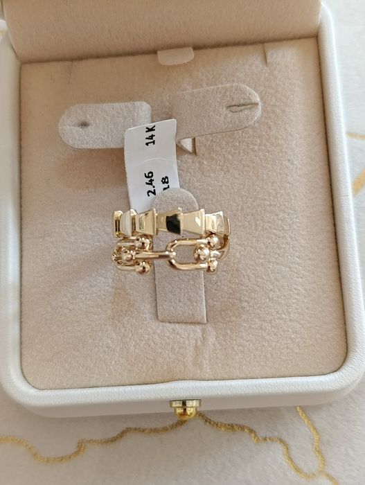 , золотое кольцо Tiffany vs Bulgari двойка Евро модель проба 585,вес 3