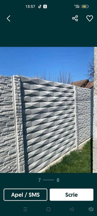 Gard din placi prefabricate de beton stâlpi montaj