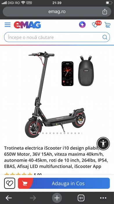 Trotineta electrica iScooter i10 noua