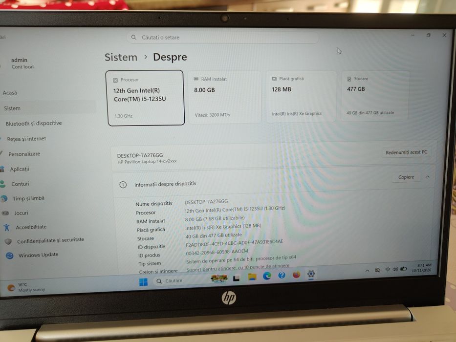 Laptop HP touchscreen/ i5-1235U/ / ssd 512 / 8 GB RAM/