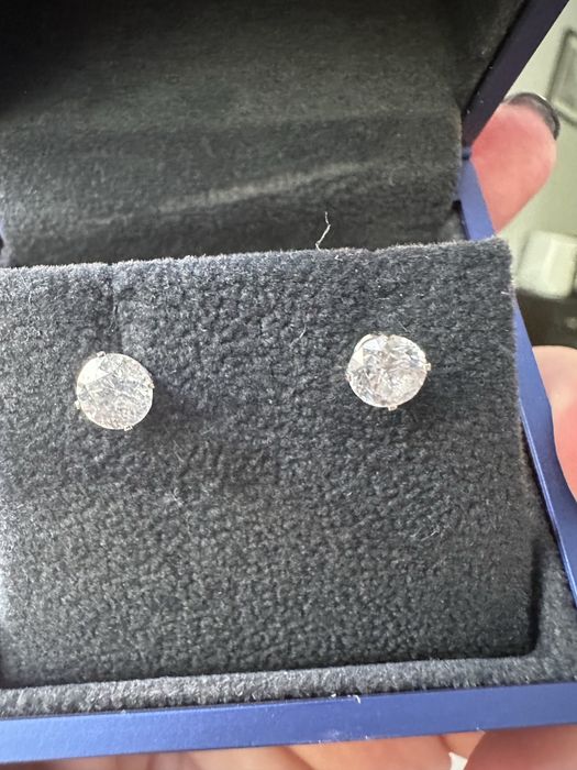 Диамантени обеци от 14 карата бяло злато с 1,25 карата естествени диам