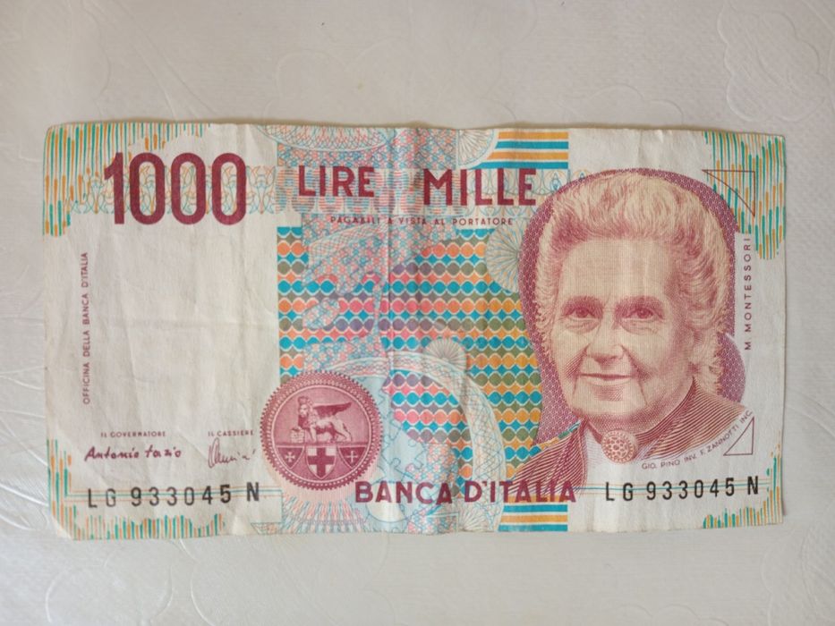 Vând bancnotă 1000 lire italiene