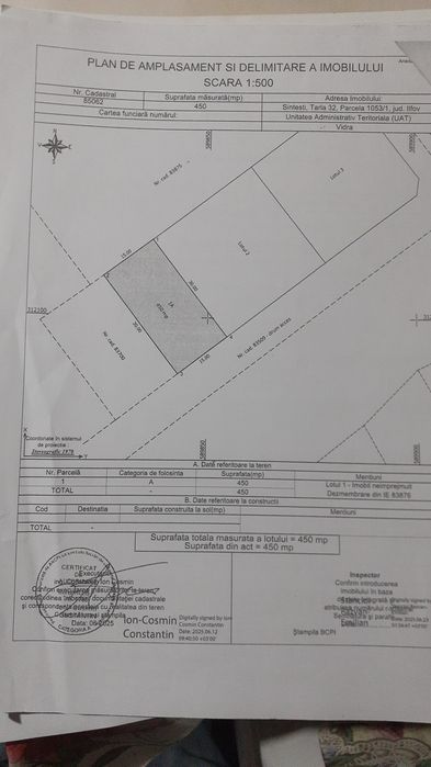 LOT de teren   450MP