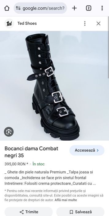 Bocanci dama Combat piele narurala Ted