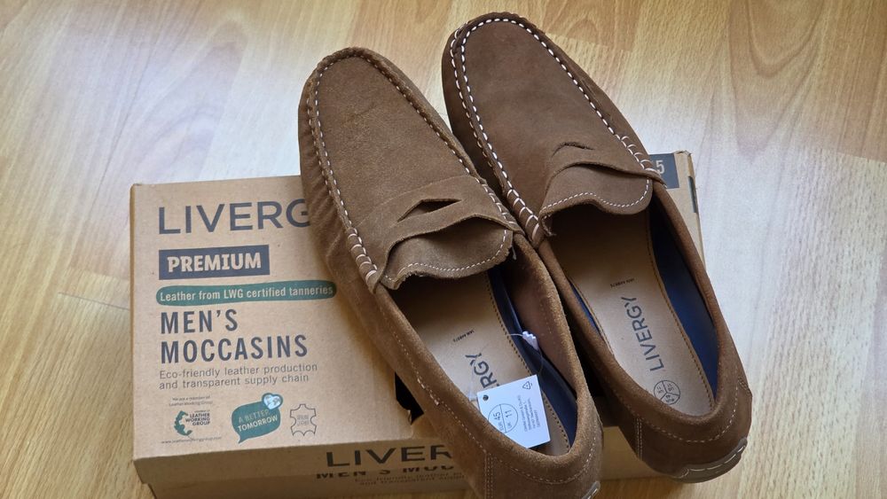 Чисто нови кожени мокасини LIVERGY Premium Nº 45
