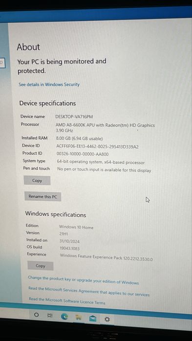 Calculator/PC AMD, 8GB ram Hyperx, 1TB HDD