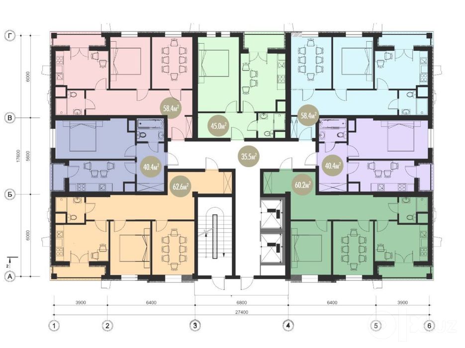 Новостройка , Новомосковская, new mahal 60.2 м2