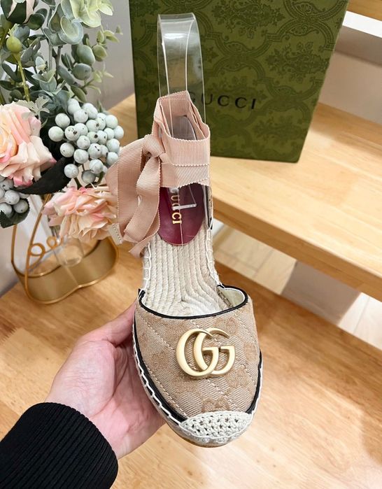 Gucci дамски сандал еспадрили платформа wedge sandal