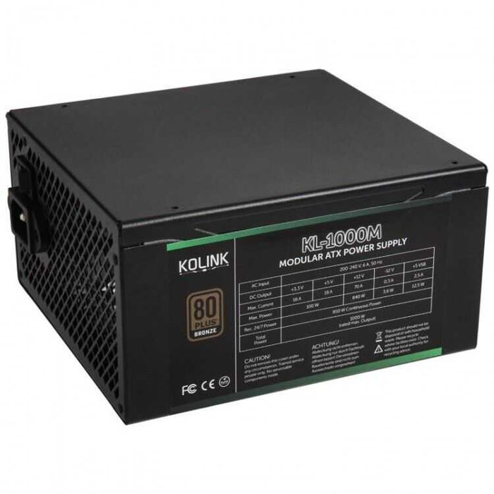 Kolink KL-1000M 1000W 80+ Bronze Modular – без кабели