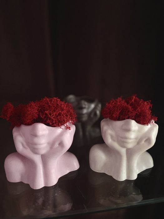 Декоративная ваза кашпо из гипса , ручной работы’