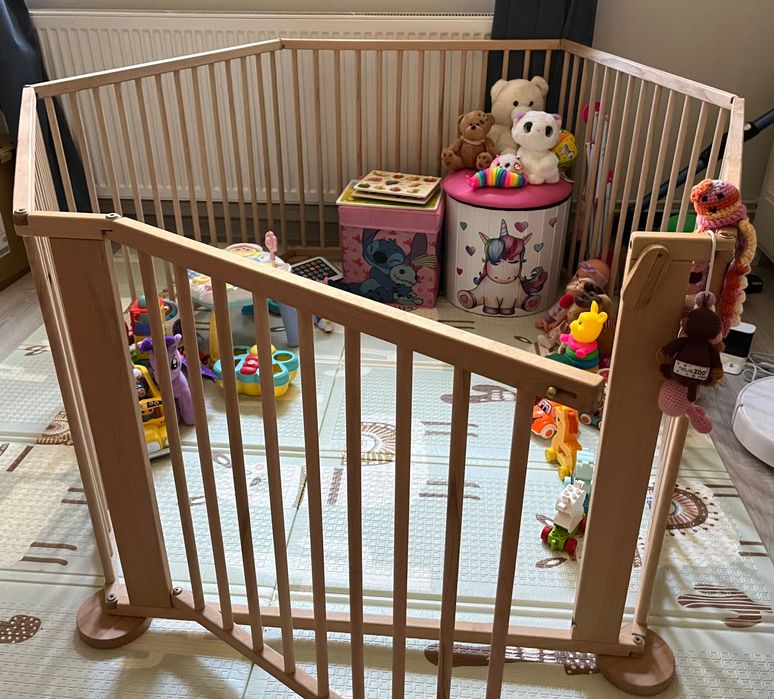 Tarc de joaca hexagonal (5+1) din lemn masiv de fag