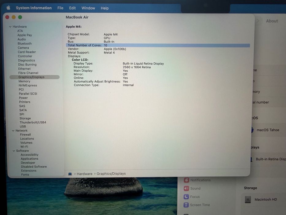 MacBook Air 13" M4 Chip 10-CPU, 10-GPU, 16GB RAM, 512GB SSD В ГАРАНЦИЯ ДО 25.11.2026г.