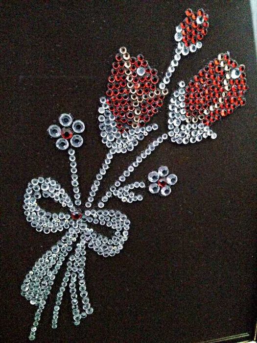 РОЗЫ из страз на стекле