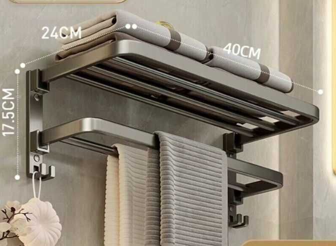 Suport pentru prosoape baie aluminiu argintiu 50cm