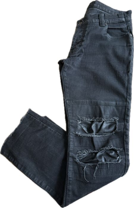 Jeans ROCK cu insertie de piele naturala