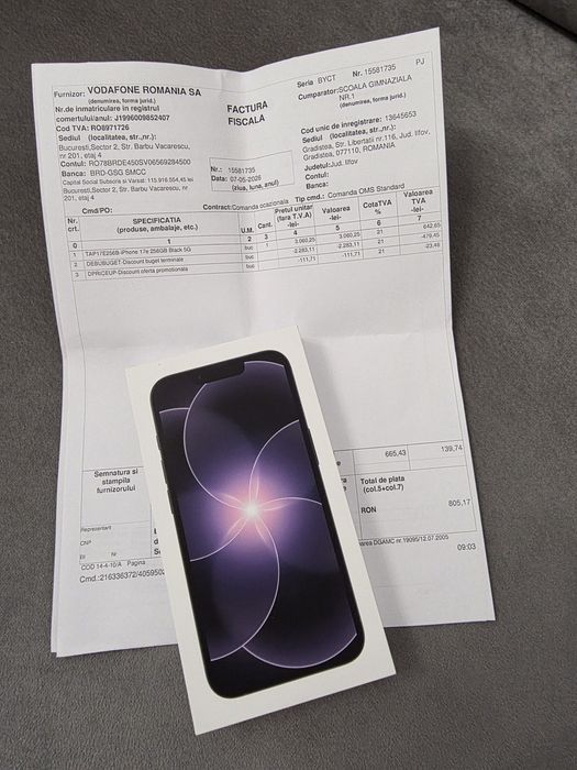 Iphone 17e 5G Black 256Gb NOU Sigilat Factură 2 ANI GARANȚIE