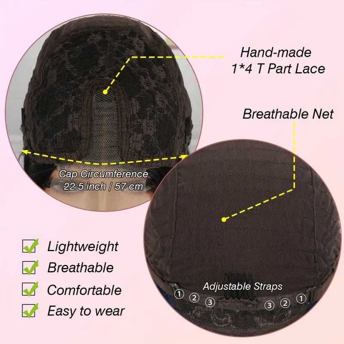 Черна синтетична 80 см права плътна перука с дантела 1X4 T-Part на път