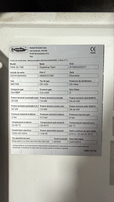Centrala Termica condensare Radiant R2KA 34/100