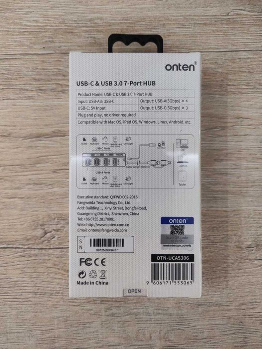 USB Onten UCA5306 7 в 2 USB3.0 + Type-C 7-порт
