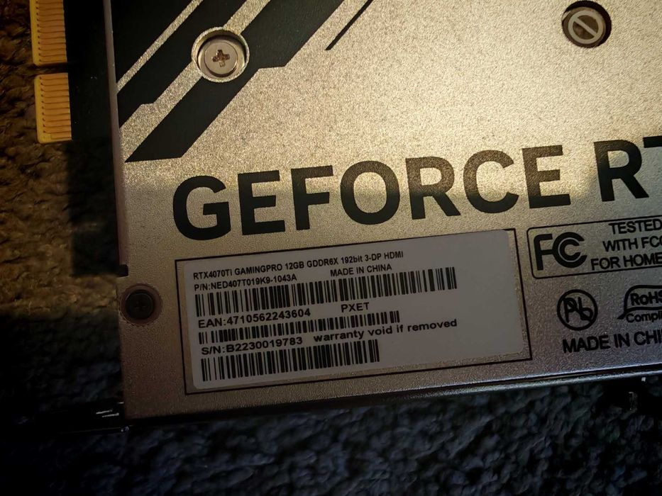 Видео Карта Palit GeForce RTX 4070Ti GamingPro 12GB
