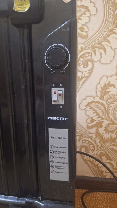 Масляный обогреватель, NIKAI, панельный, 2 режима черный