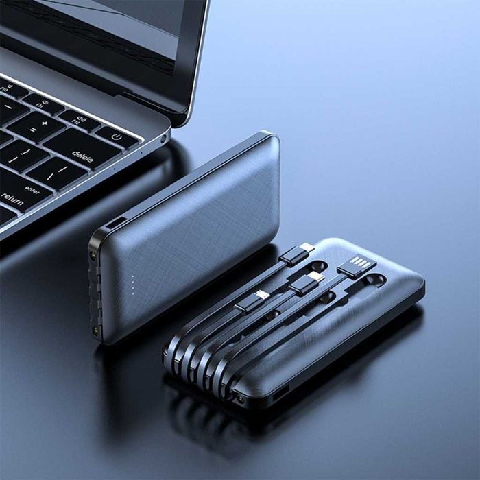 Power bank Мощна преносима батерия 10000mAh с вградени кабели