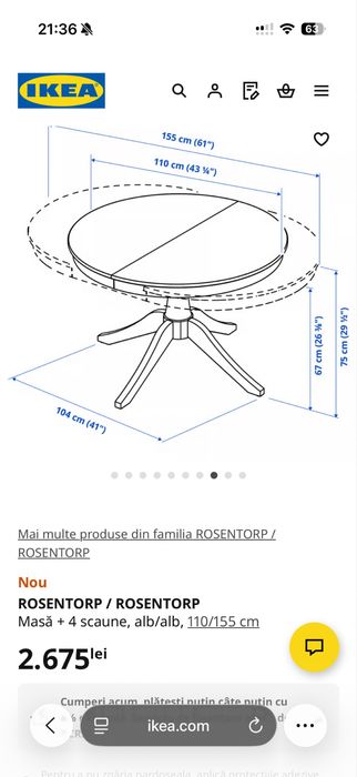 Masa ikea + 6 scaune