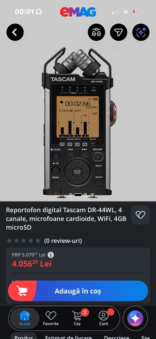 Vand TASCAM DR-44WL este nou nout pret 3000 lei